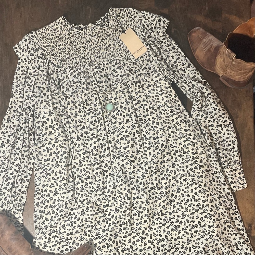 Scotch And Soda Smocked Frilled Mini Dress NWT - Picture 6 of 12